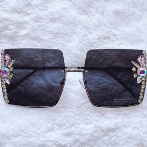 Nora Black w/ Silver Rims Square Sunglasses